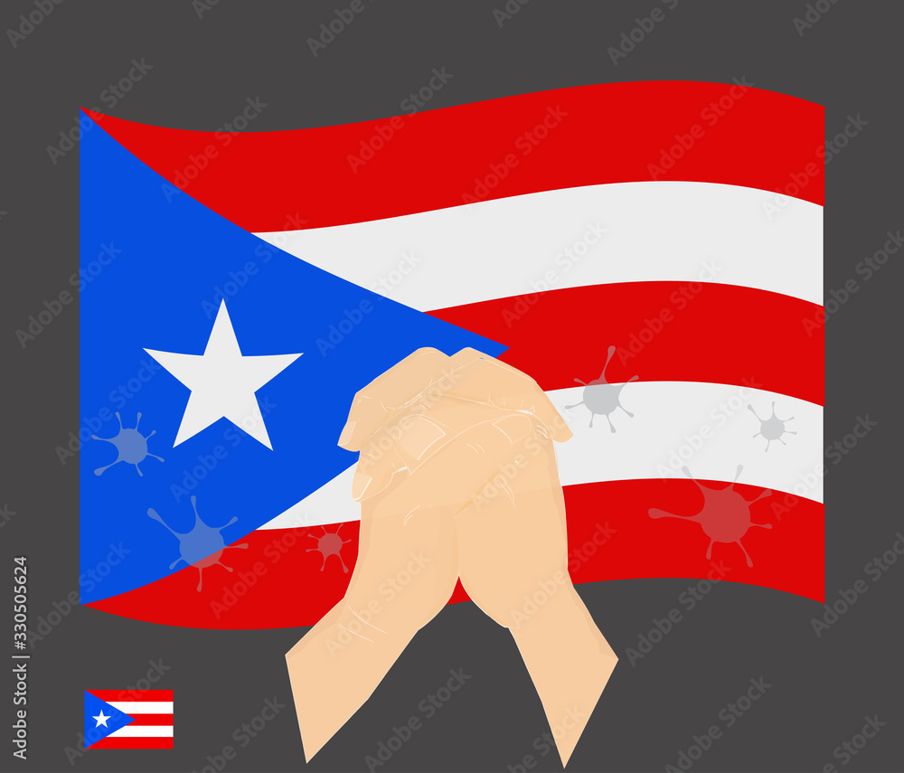 Praying hands with Covid19 or novel coronavirus stained on the