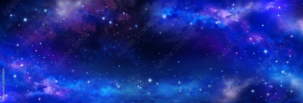 Nebula and stars in night sky banner  - Space background.