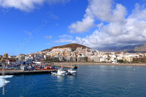 Town and port of Los Cristianos of the southern part of Tenerife in the Spanish Canary Islands © Dynamoland