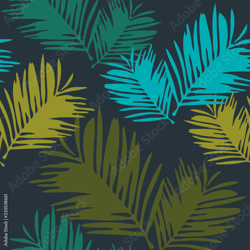seamless floral background with tropical leaves