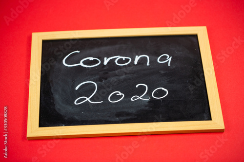 Corona Virus 2020, written on a chalk board