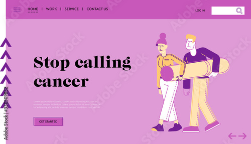 Smoking Addiction and Bad Unhealthy Habit Landing Page Template. Tiny Characters Carry Huge Cigarette. Addicted People with Nicotine Tobacco Product, Social Problem. Linear People Vector Illustration