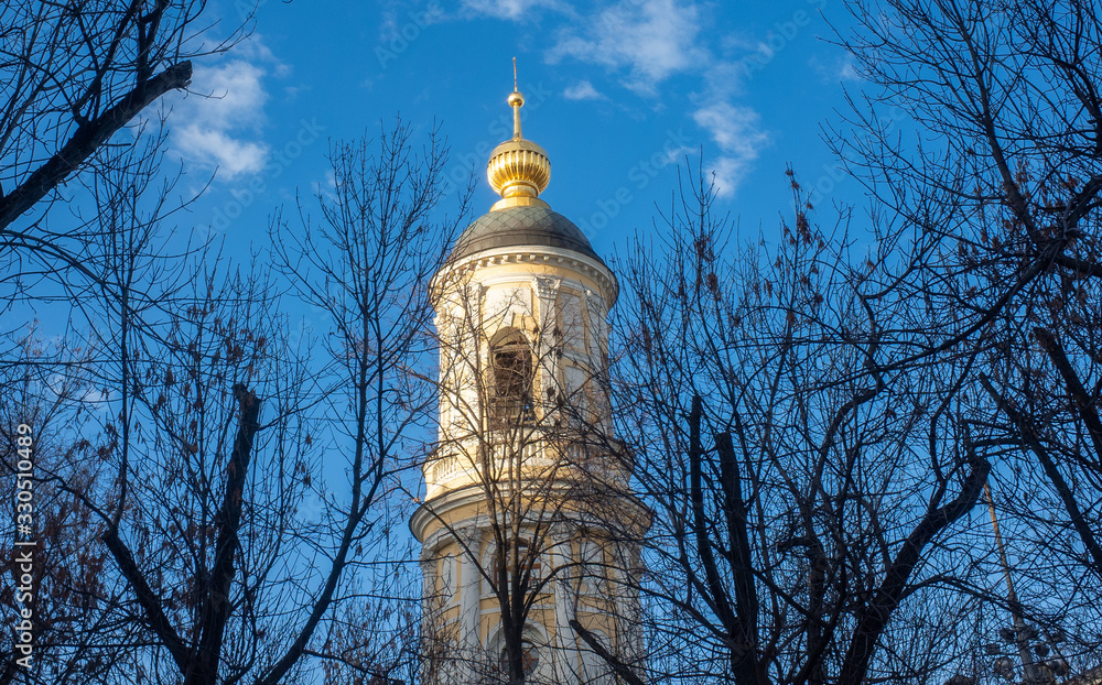 The bell tower of the Church of the Icon of the Mother of God The bell tower of the Church of the Icon of the Mother of God