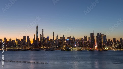 Wallpaper Mural New York City Skyline Sunrise Timelapse from Weehawken, NJ Mar 2020 Torontodigital.ca