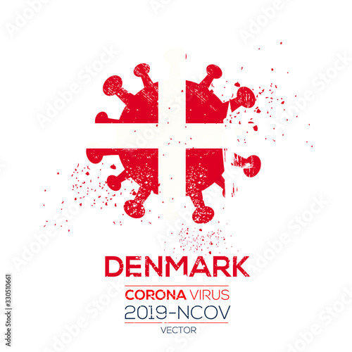 Denmark flag with corona virus Symbol, (2019-nCoV), vector illustration.