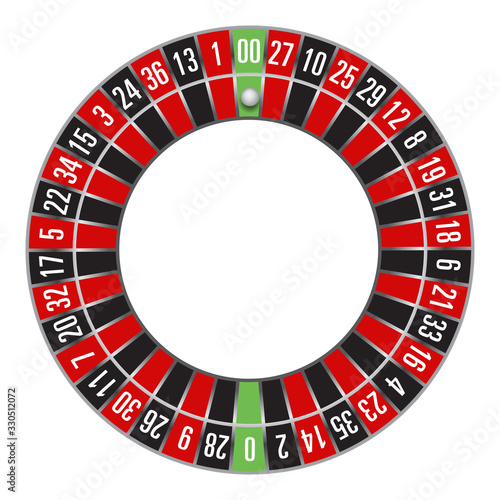 casino roulette wheel isolated in color