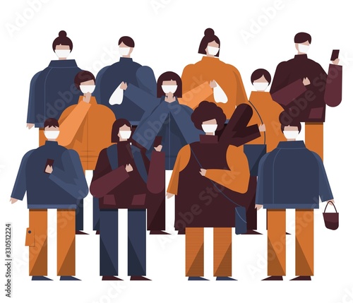 Coronavirus in China. Novel coronavirus 2019-nCoV, people in medical mask. Concept coronavirus quarantine.