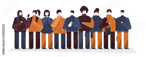 Coronavirus in China. Novel coronavirus 2019-nCoV, people in medical mask. Concept coronavirus quarantine.