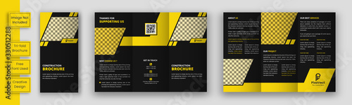 Construction  trifold brochure template design, Construction  business trifold brochure template, Real estate brochure