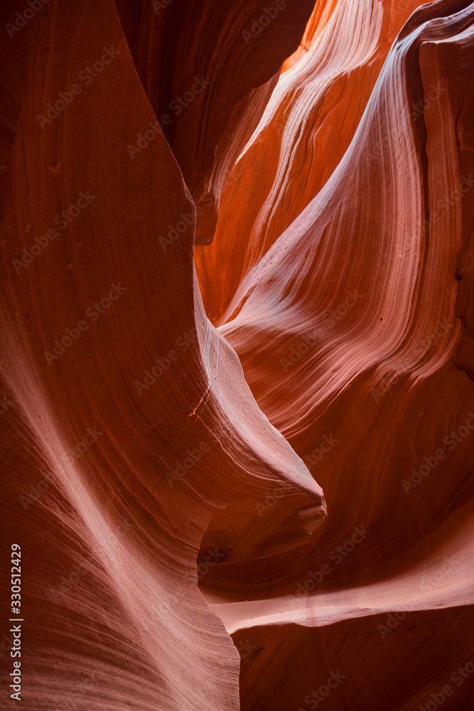 Obraz premium Red rock formations in slot canyon Lower Antelope Canyon at Page, USA