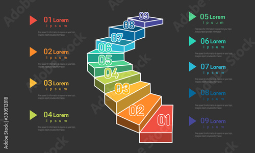 Presentation business infographic template with 9 options. Vector illustration.