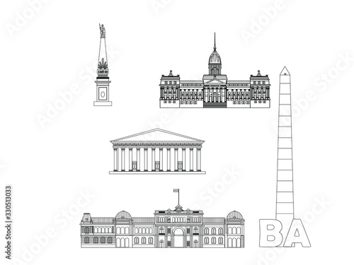 Obraz na płótnie vector, skyline of Buenos Aires city in Argentina w salonie