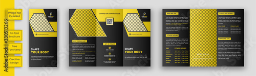 Gym trifold brochure template, Fitness tri-fold brochure template, Sports brochure