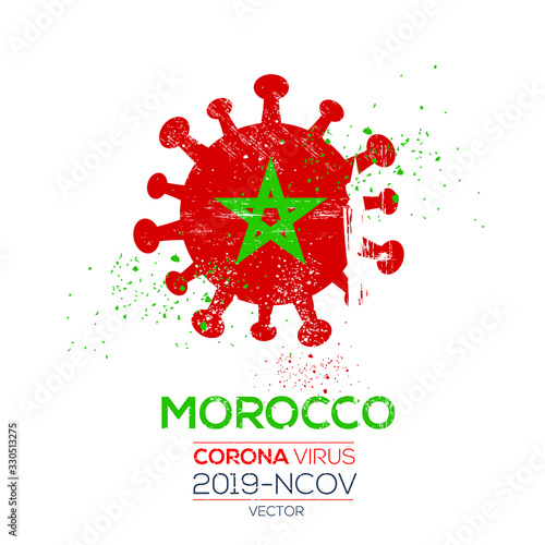 Morocco flag with corona virus Symbol, (2019-nCoV), vector illustration.