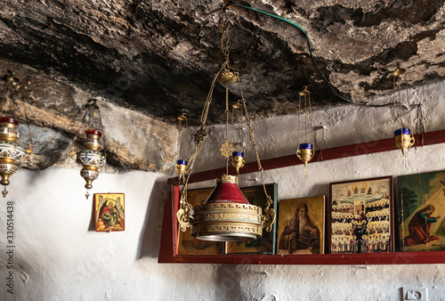 Fototapeta The interior of the Greek Akeldama Monastery in the old city of Jerusalem in Isr