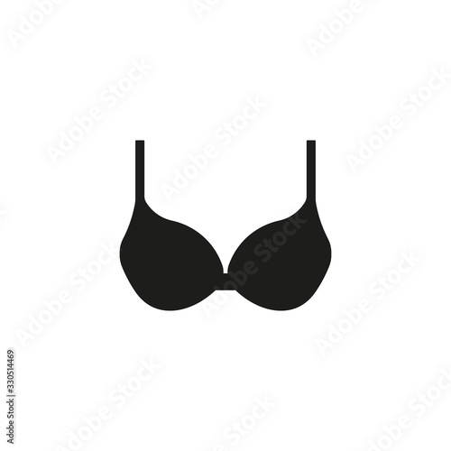 Black bra icon isolated on white background. Flat design.