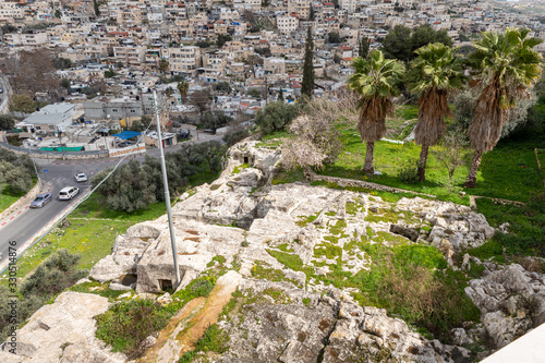 Obraz na płótnie View from the balcony of the Greek Akeldama Monastery on a nearby Arab region -