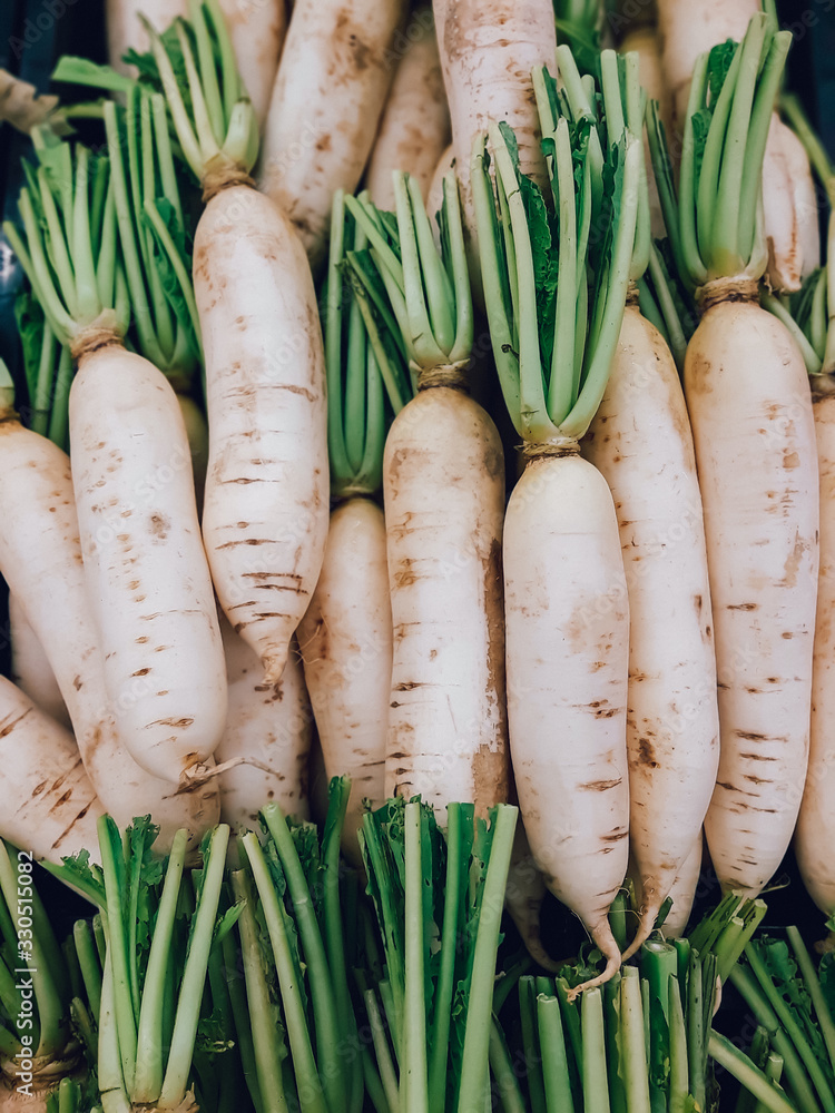 Organic local daikon radish vegetables or sell in the market, vegetable Organic local daikon radish vegetables or sell in the market, vegetable