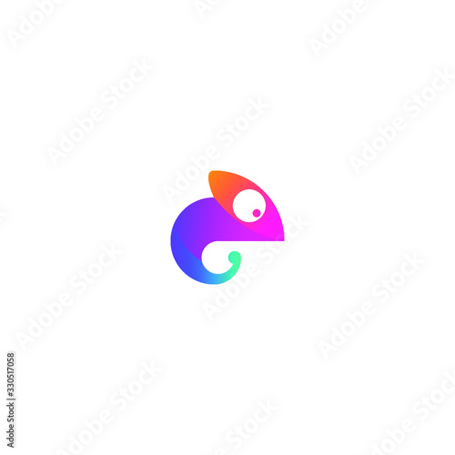 cute cartoon chameleon lizard in bright colors