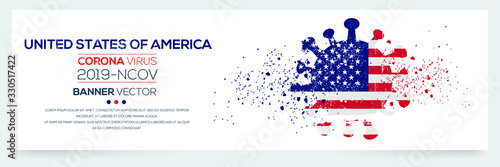 United States of america flag with corona virus Symbol, (2019-nCoV), vector illustration.