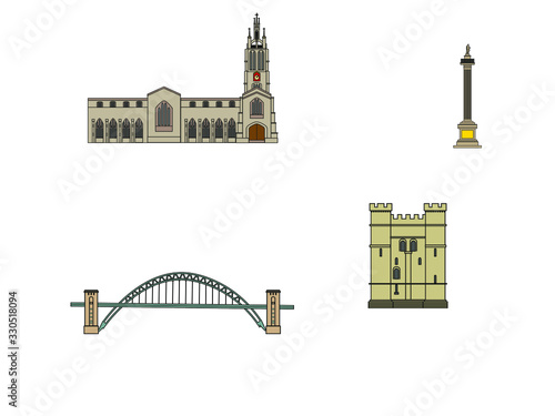 vector skyline of newcastle city north of england