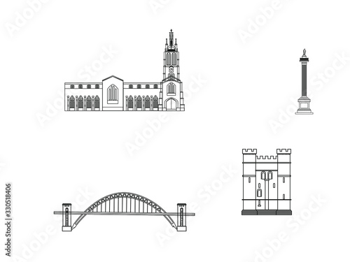vector skyline of newcastle city north of england