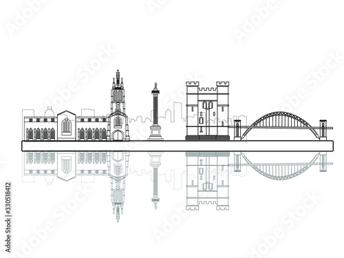 vector skyline of newcastle city north of england
