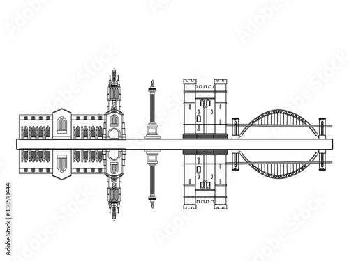 Obraz na płótnie vector skyline of newcastle city north of england w salonie