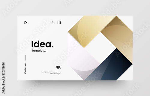 Creative horizontal website screen part for responsive web design project development. Abstract geometric pattern banner layout mock up. Corporate landing page block vector illustration template.