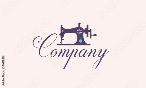 Sewing Machine Logo for Sewing Shop Tailor Fashion Fabric Design Template