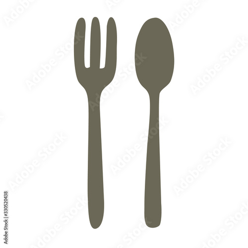 Cutlery silhouettes. Fork spoon knife black icon set. Vector utensil illustration restaurant symbols or label like concept cooking food photo