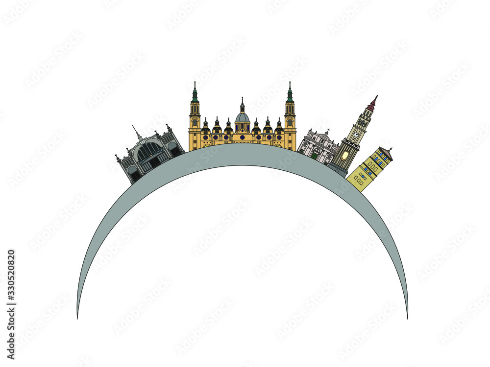 Fototapeta premium Zaragoza city skyline in Spain
