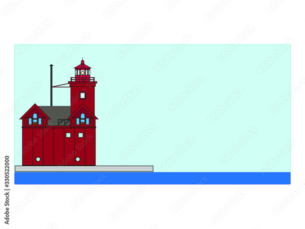 vector, lighthouse Holland Harbor Light, United States