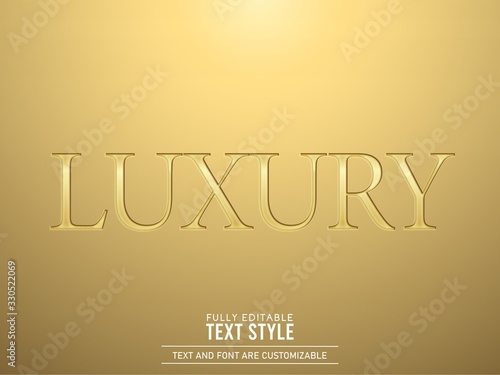 Gold metallic shining engraved text effect