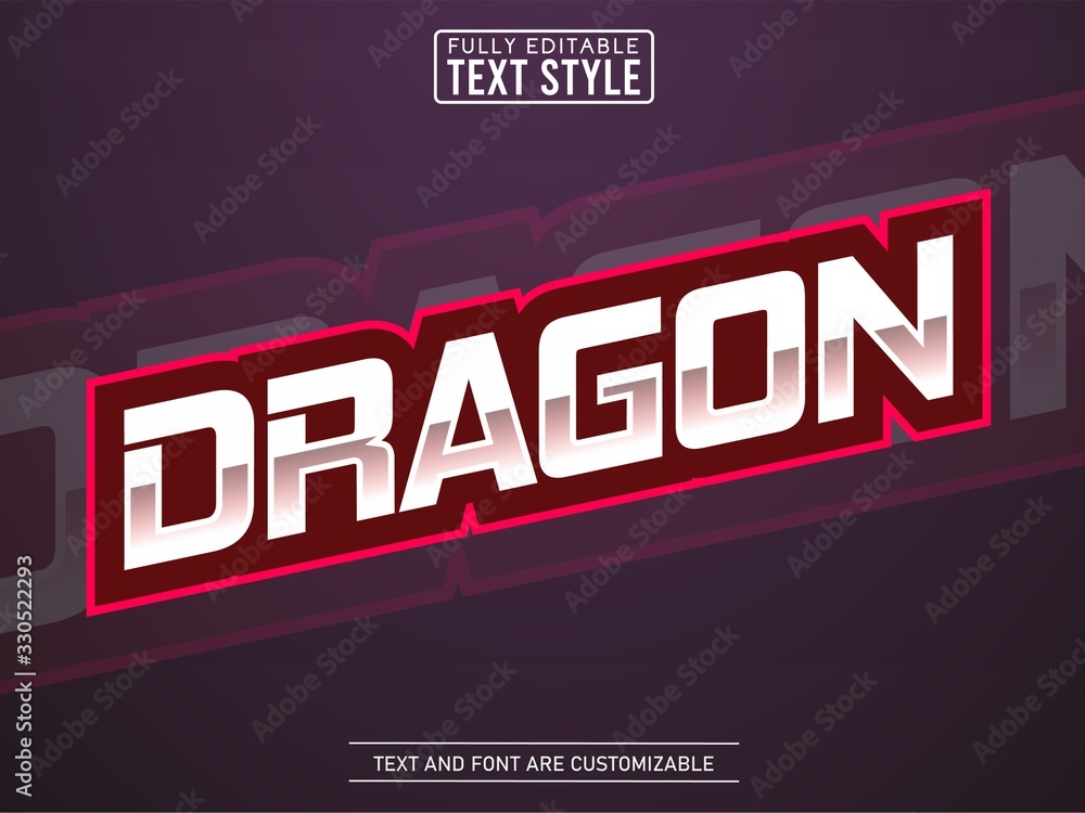 Red dragon cool modern esport logo text effect