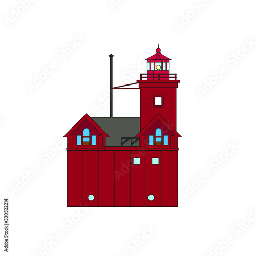 Obraz na płótnie vector, lighthouse Holland Harbor Light, United States w salonie