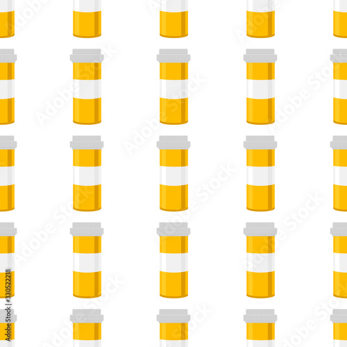Illustration on theme big colored set different types of pills inside close jar