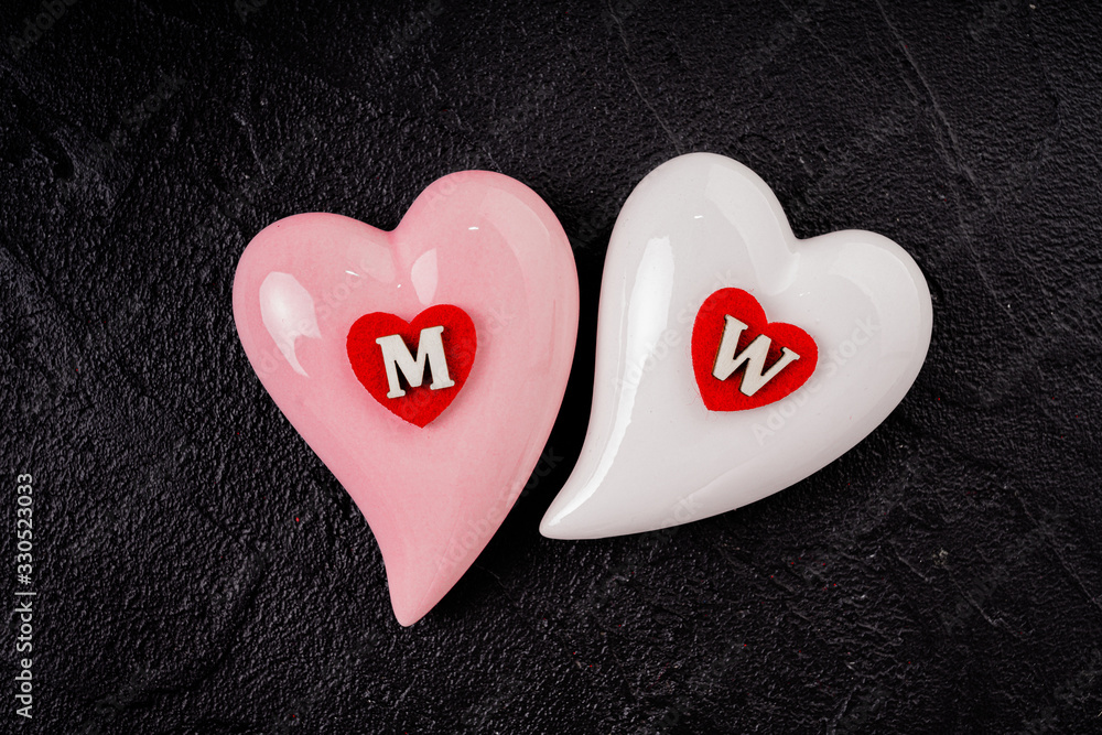 Double Hearts. Two hearts on black Double Hearts. Two hearts on black