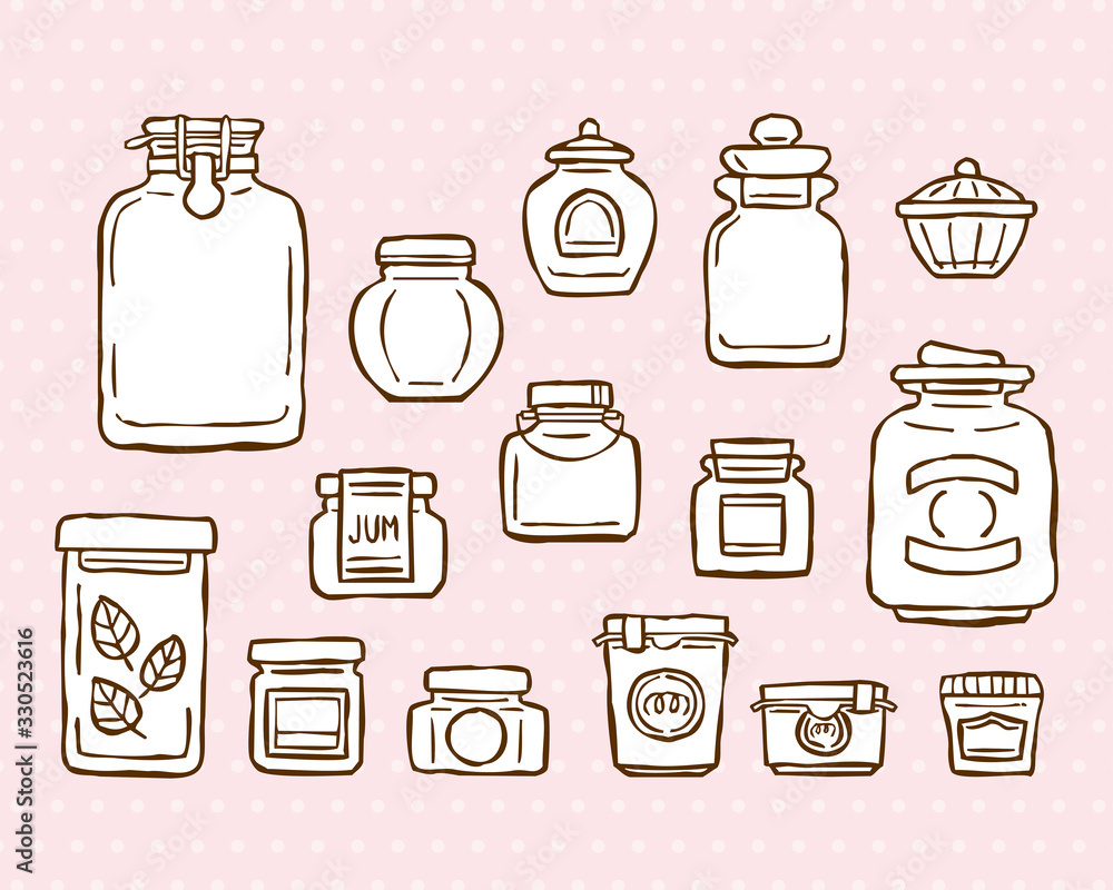 ビンやキャニスターなどのゆるくてかわいい手描き線画イラスト Stock Vector Adobe Stock ビンやキャニスターなどのゆるくてかわいい手描き線画イラスト Stock Vector Adobe Stock