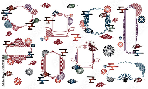 和柄　フレーム　イラスト　セット