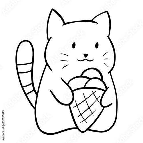 Wallpaper Mural Hand drawn doodle cat with ice cream