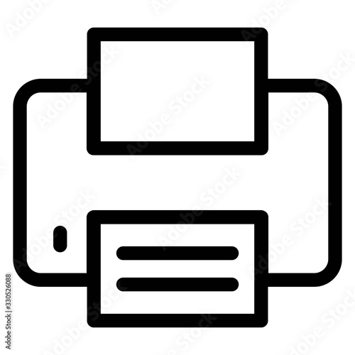 Printer icon in line style. Facsimile, inkjet printers illustration.