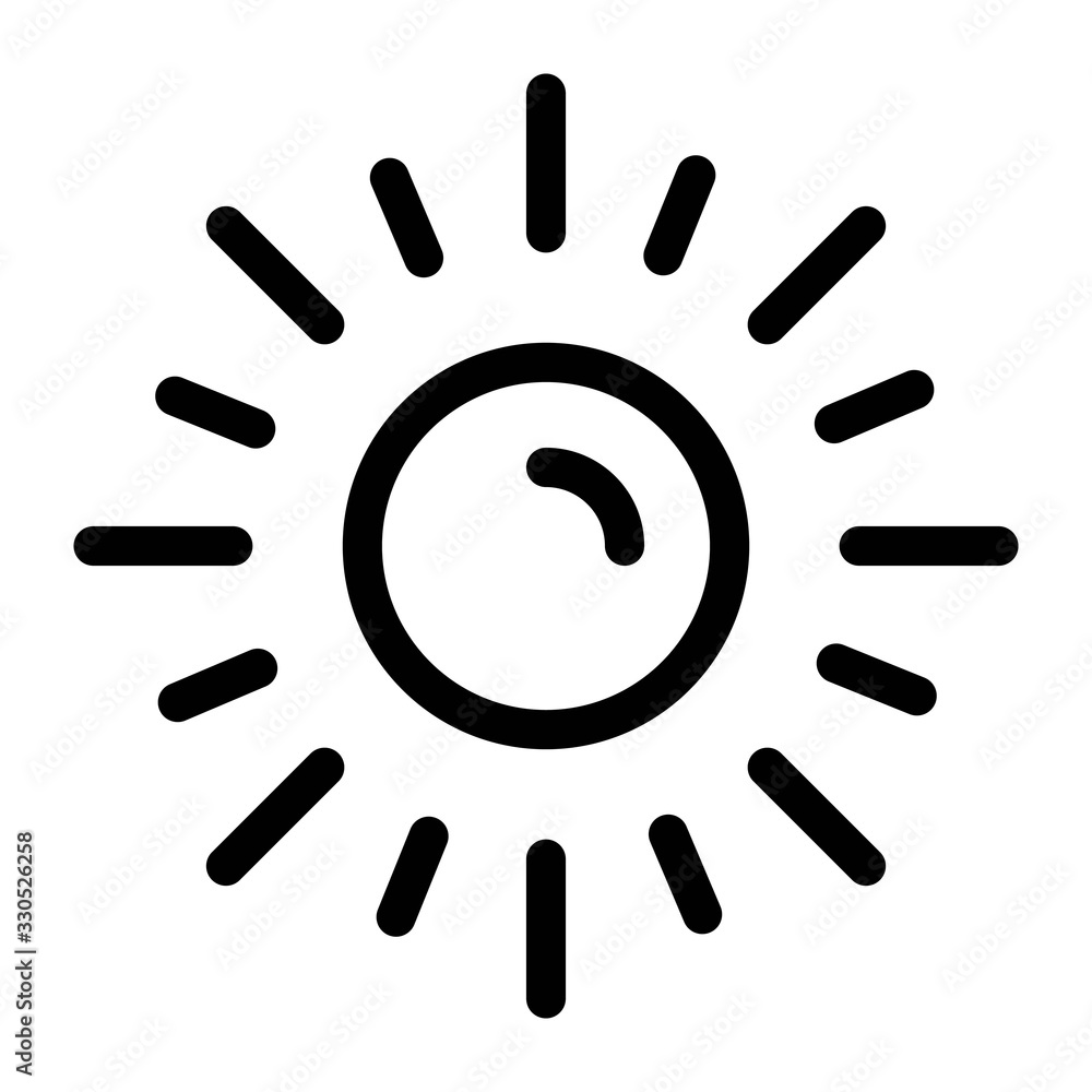 Sun icon in line style. Screen brightness symbol. Sun icon in line style. Screen brightness symbol.