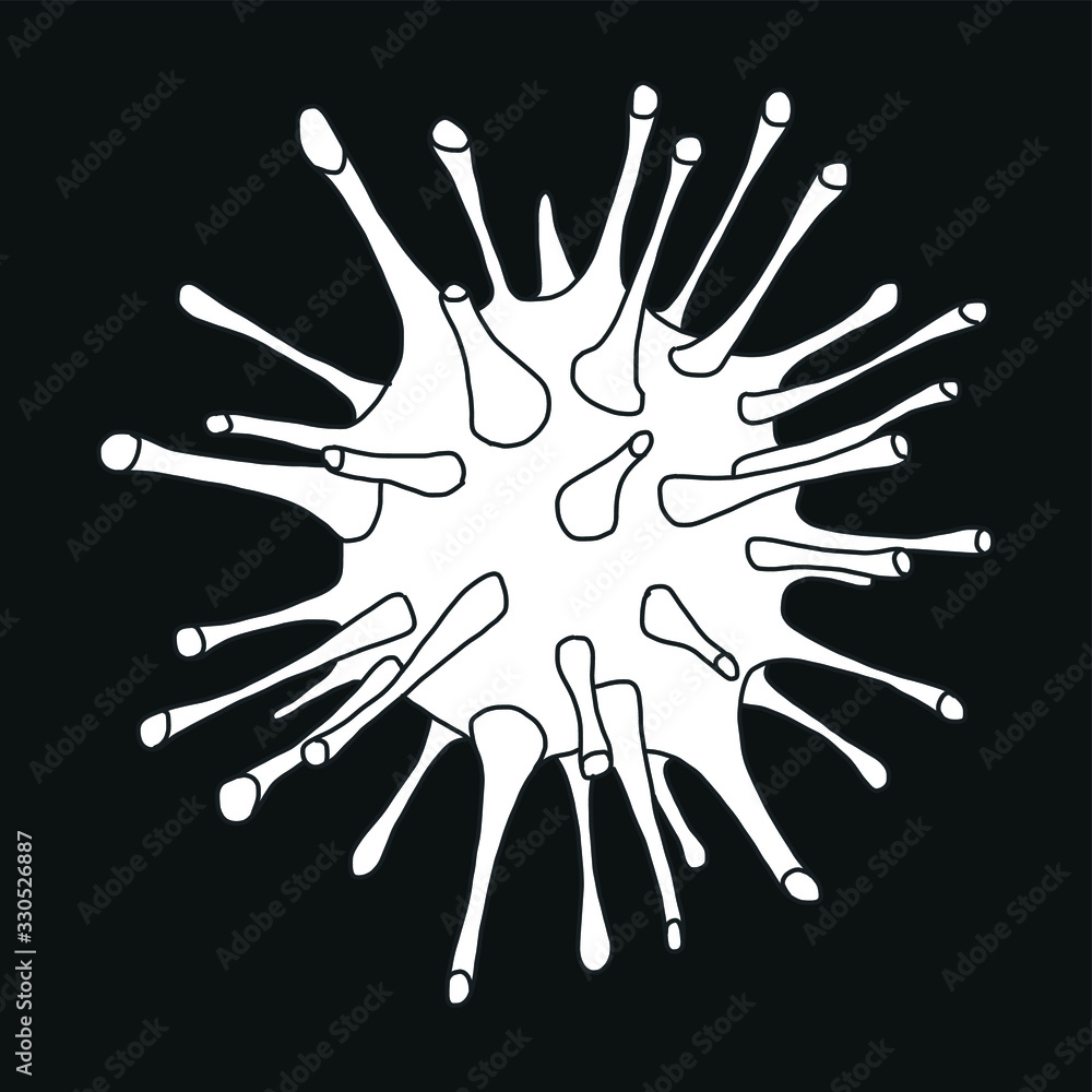 Obraz premium Coronavirus 2019-nCov Virus drawing illustration of worlwide epidemic illness. Corona global probelm spread viral. Cartoon comic style