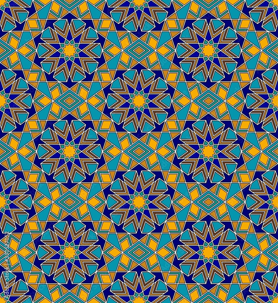 Mosaic seamless pattern with arabic geometric ornament