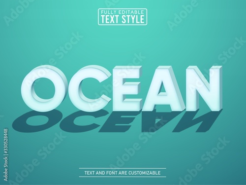 3D blue ocean modern elegant text effect with shadow