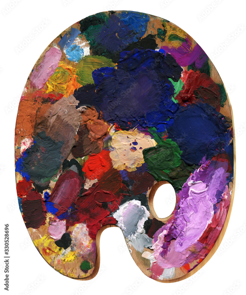 Naklejka premium Abstract color spot blotch paint. The palette of the artist. For background