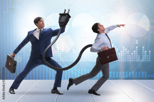 Bild auf Leinwand Businessman losing energy to work