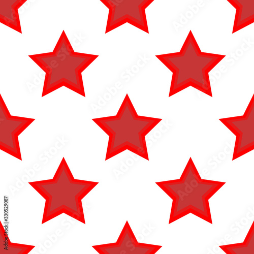 Seamless beautiful drawing. 3d red neon stars on a black background.