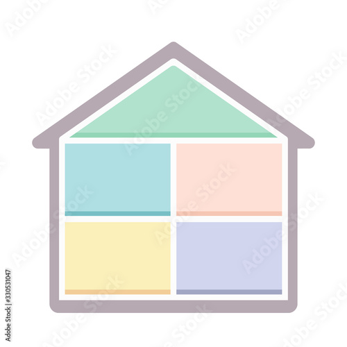 House in cut simple icon flat design